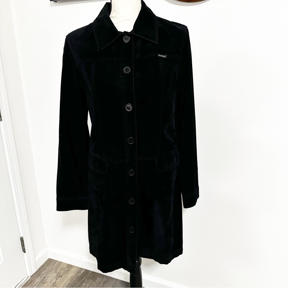 Guess vintage Y2K black velvet feel jacket medium